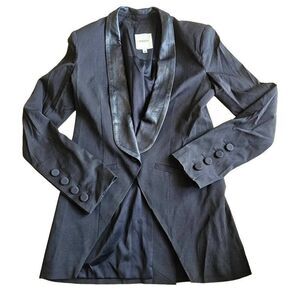 Mason womens Sz 0 black 100% lambskin contrast blazer